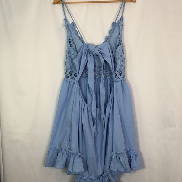 SHEIN VCAY Guipure Lace Insert Cami Mini Sundress Light Blue Dress Size 3XL - Picture 10 of 11